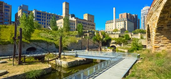 view of the Mill City Museum in Minneapolis