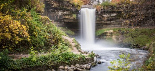 Minnehaha Falls waterfall in Minnehaha Park in Minneapolis